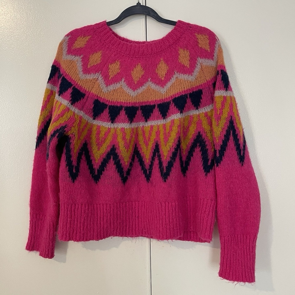 A New Day Bright Pink Pullover Knit Ski Sweater Size XL Cozy